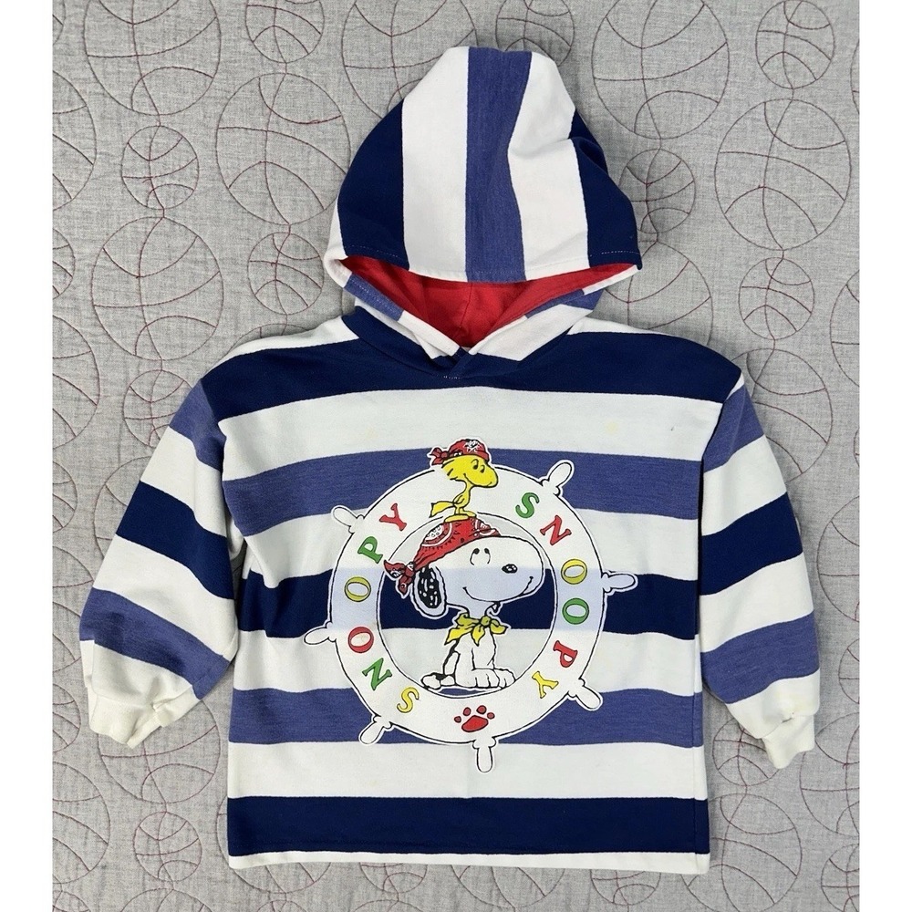 Snoopy Hoodie Blue White Striped Pirate Nautical / Kids 7